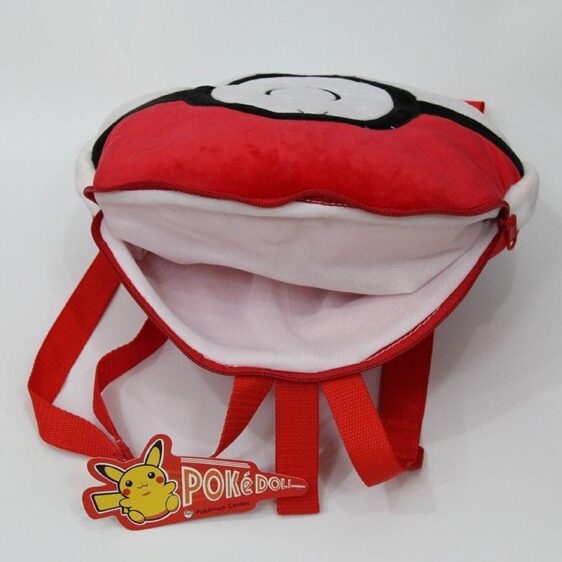 Pokemon GO Pokeball Design Red Plush Trendy Cute School Bag Backpack - Konoha Stuff - 3