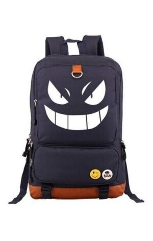 Pokemon GO Gengar Smile Glowing Dark School PU Shoulder Laptop Design Backpack - Konoha Stuff - 1