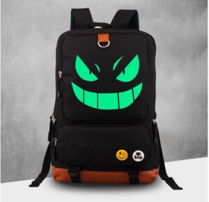 Pokemon GO Gengar Smile Glowing Dark School PU Shoulder Laptop Design Backpack - Konoha Stuff - 2
