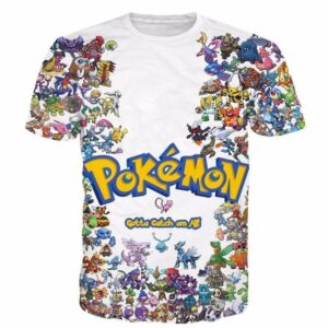 Pokemon GO Gotta Catch Em All  Various Types of Pokemons 3D T-shirt - Konoha Stuff