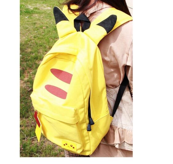 Pokemon GO Pikachu Back Tail Ears Cute Yellow School Bag Backpack - Konoha Stuff - 3