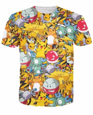 Pokemon GO Pikachu Raichu Electric Types Magnemite Voltorb Jolteon T-shirt - Konoha Stuff