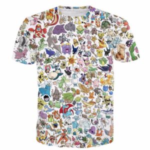 Pokemon Go Characters Of All Types Anime Cute Prints Style 3D T-shirt - Konoha Stuff - 1