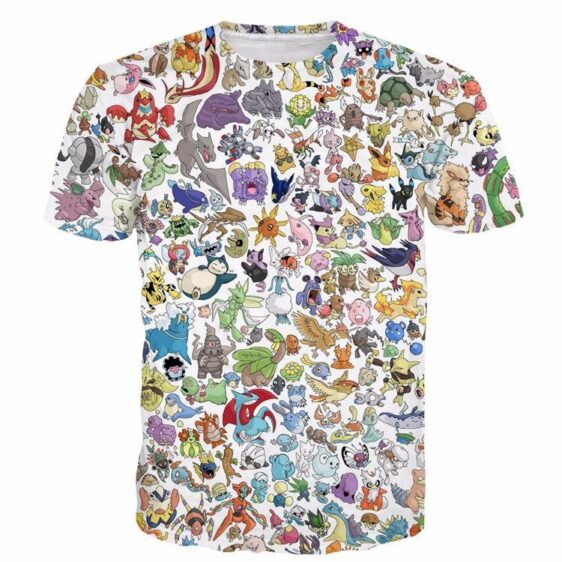 Pokemon Go Characters Of All Types Anime Cute Prints Style 3D T-shirt - Konoha Stuff - 1