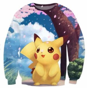 Pokemon Go Cute Pikachu Cherry Blossom Nature Lovely 3D Sweatshirt - Konoha Stuff