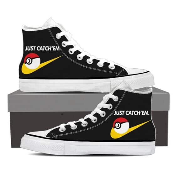 Pokemon Go Just Catch Them Parody Statement Black Sneakers Converse Shoes
