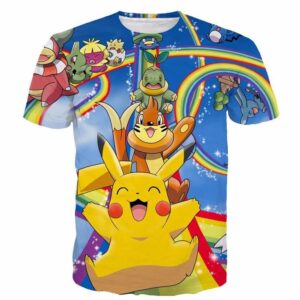 Pokemon Go Pikachu Rainbow Funny Colorful Cute Prints Style 3D T-shirt - Konoha Stuff - 1
