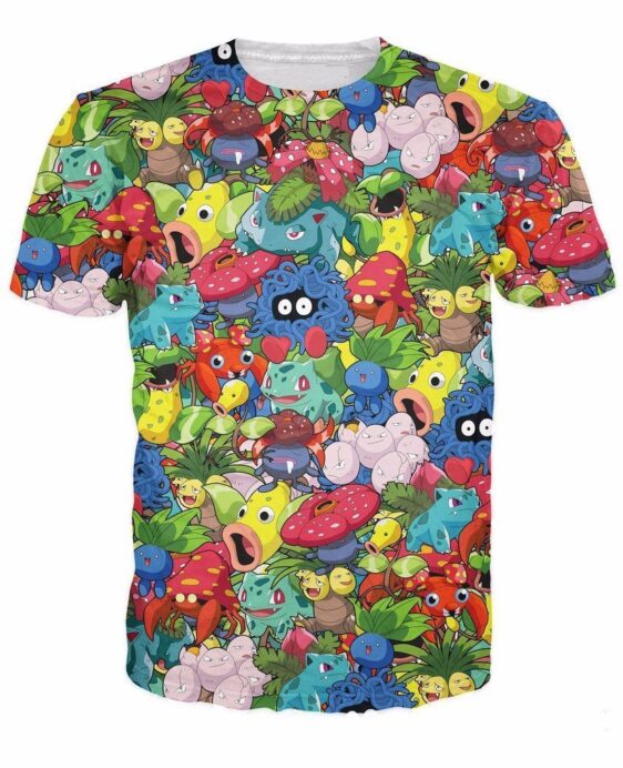 Pokemon Plant Go Catch Them All Colorful Funny Cute Trendy Style  T-shirt - Konoha Stuff