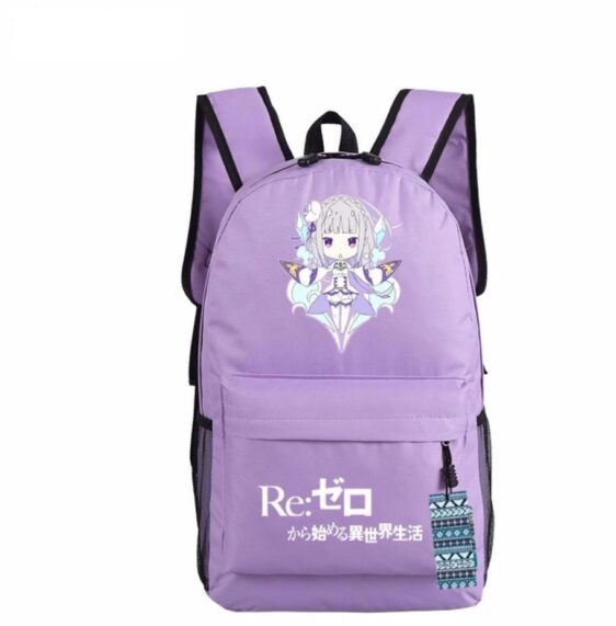 Re Zero Emilia Half Elf Magic Fly Chibi Style Awesome Design Backpack - Konoha Stuff - 4