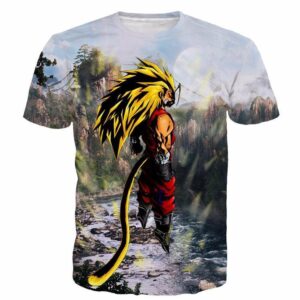 SSJ3 Goku Super Saiyan 3 River Mountain Graphic T-Shirt - Saiyan Stuff