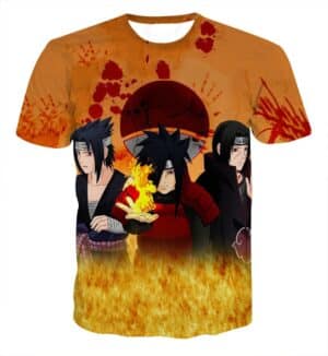 Sasuke Madara Itachi Uchiha Clan Fire 3D Naruto T-Shirt - Konoha Stuff