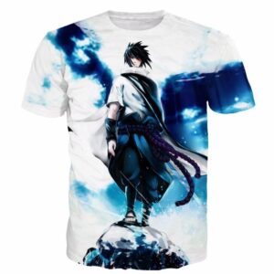 Sasuke Uchiha Tie Dye Style Naruto Abstract Blue Cool 3D T-Shirt - Konoha Stuff