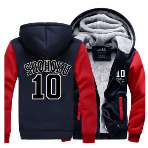Slam Dunk Manga Basket Shohoku High School 10 Navy Red Hooded Jacket - Konoha Stuff