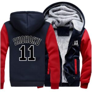 Slam Dunk Manga Basket Shohoku High School 11 Red Navy Hooded Jacket - Konoha Stuff