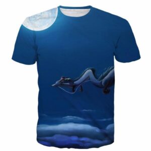 Spirited Away Chihiro Ogino Riding Dragon in the Blue Sky T-shirt - Konoha Stuff - 1