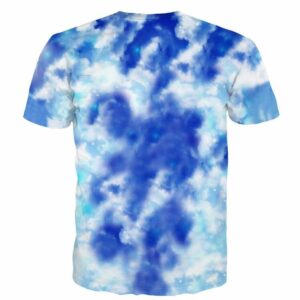 Spirited Away and Dragon Flying in the Sky Clouds Blue Print T-Shirt - Konoha Stuff