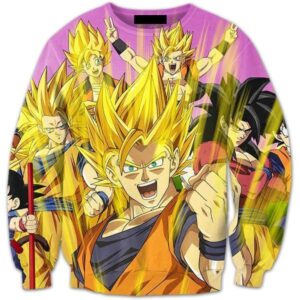 Super Saiyan Celebration Cool Happy Goku Yellow Aura 3D Sweatshirt - Saiyan Stuff