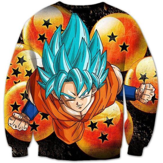 Super Saiyan God (Blue) Goku and the 7 Crystal Dragon Balls 3D Sweatshirt - Saiyan Stuff