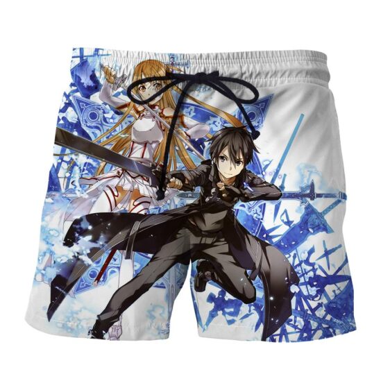 Sword Art Online Asuna And Kirito Cool White Summer Shorts