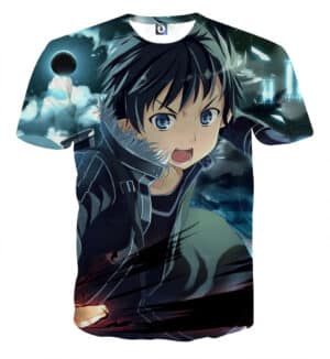 Sword Art Online Kirito Swordsman Dark Sky Black T-Shirt
