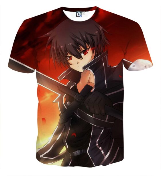 Sword Art Online Kirito Killer Intent Red Eyes Orange T-Shirt