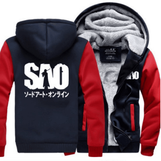 Sword Art Online SAO Logo Kanji Winter Red Vest Hooded Jacket - Konoha Stuff