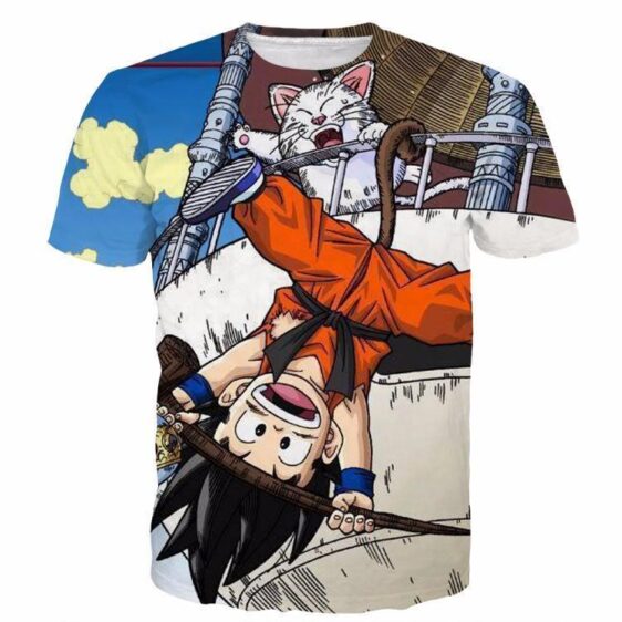 The Naughty Kid Goku and Korin Wise Cat Dragonball T- Shirt - Saiyan Stuff - 1
