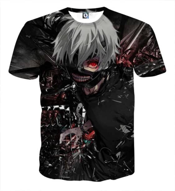 Tokyo Ghoul Anime Ken Kaneki Fighting Vibrant Print T-Shirt