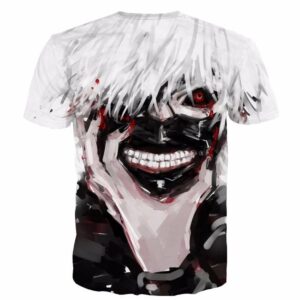 Tokyo Ghoul Anime Ken Kaneki Scary Bloody Face Graffiti Art Print T-shirt - Konoha Stuff - 2