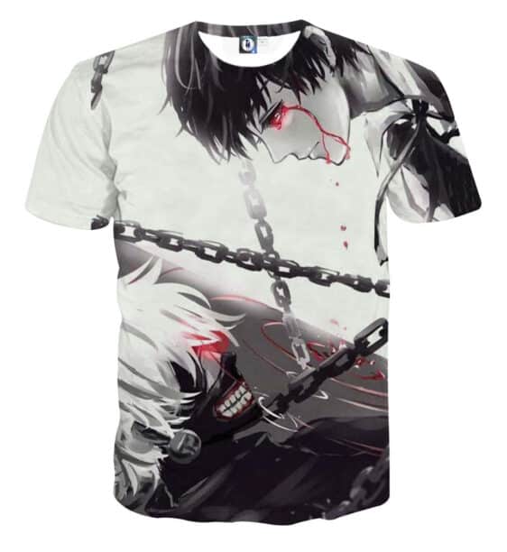 Tokyo Ghoul Kaneki Ken Red Tears And Chains White T-Shirt