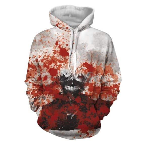 Tokyo Ghoul Kaneki Ken With A Lot Of Blood Stains Red Hoodie
