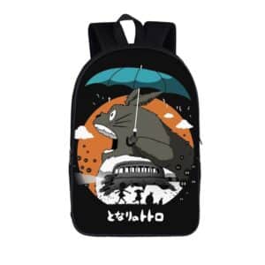Totoro Catbus And Kusakabe Sisters Silhouette Black Backpack