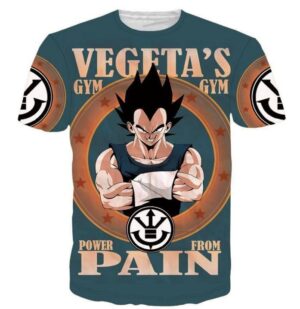 Vegeta's Gym Power From Pain Funny DBZ T-Shirt - Saiyan Stuff