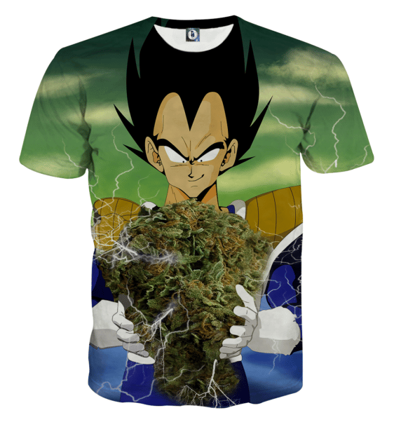 Vegeta Smokes Weed Large Marijuana Nug T-Shirt