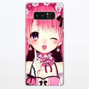 Sweet Pink Anime Girl Flowers Samsung Galaxy Note S Series Case