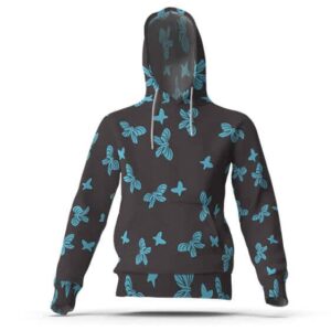 Amane Blue Butterfly Pattern Haori Pullover Hoodie