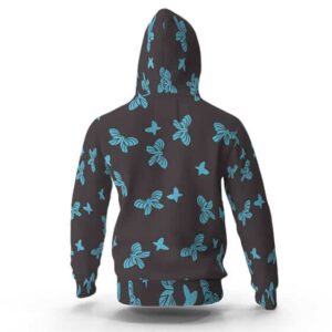 Amane Blue Butterfly Pattern Haori Pullover Hoodie