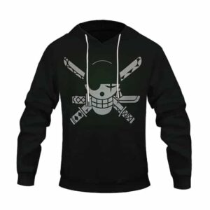 Badass Roronoa Zoro Skull Logo Minimalist Black Hoodie