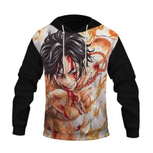 Bloody Portgas D. Ace Fire Fist Art Badass Pullover Hoodie