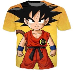 Cute Young Kid Goku Yellow Dragon Ball 3D T-Shirt - Saiyan Stuff