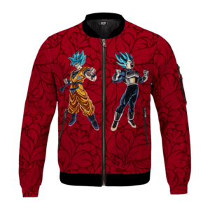DBZ Goku Vegeta Mad Super Saiyan Blue Floral Red Cool Bomber Jacket