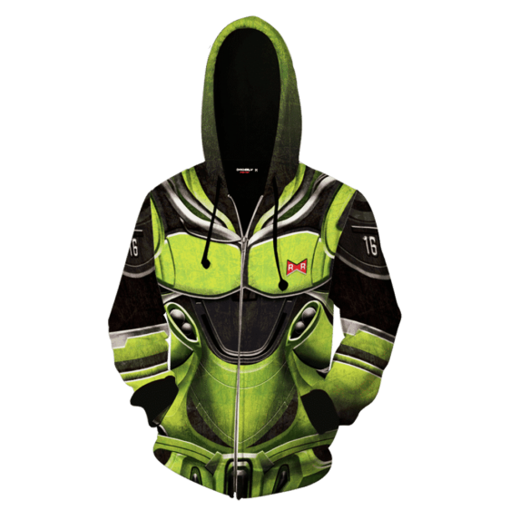 Dragon Ball Z Android 16 Armor Suit Cosplay Zip Up Hoodie