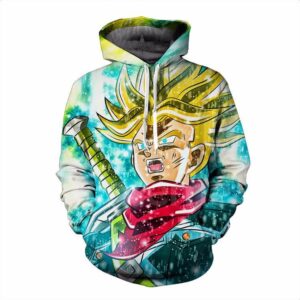 DBZ Angry Goku Power Aura Scream Color Trendy Pocket Hoodie - Saiyan Stuff