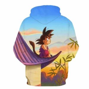 DBZ Cute Kid Goku Sitting Sky Full Print Pocket 3D Hoodie - Saiyan Stuff - 2