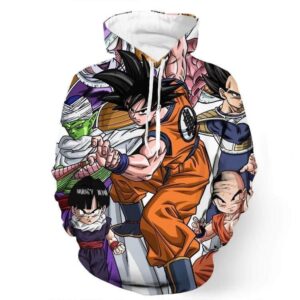 DBZ Goku Fighting Stance Gohan Piccolo Krillin Vegeta Frieza Color Hoodie