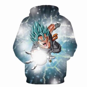 DBZ Goku God Angry Attack Saiyan Blue SSGSS Potara Design Hoodie - Saiyan Stuff - 2