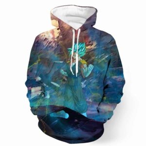 DBZ Goku God Angry Lightning Saiyan Blue SSGSS Storm Design Hoodie - Saiyan Stuff