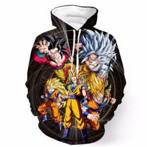 DBZ Super Saiyan Son Goku Savage Transformation Evolution Full Print Hoodie