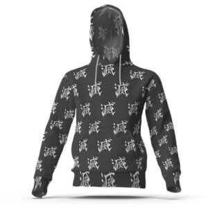 Demon Slayer Corps Logo Pattern Black Hooded Sweatshirt