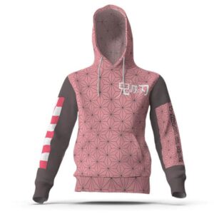 Demon Slayer Nezuko Pink Haori Pattern Hoodie